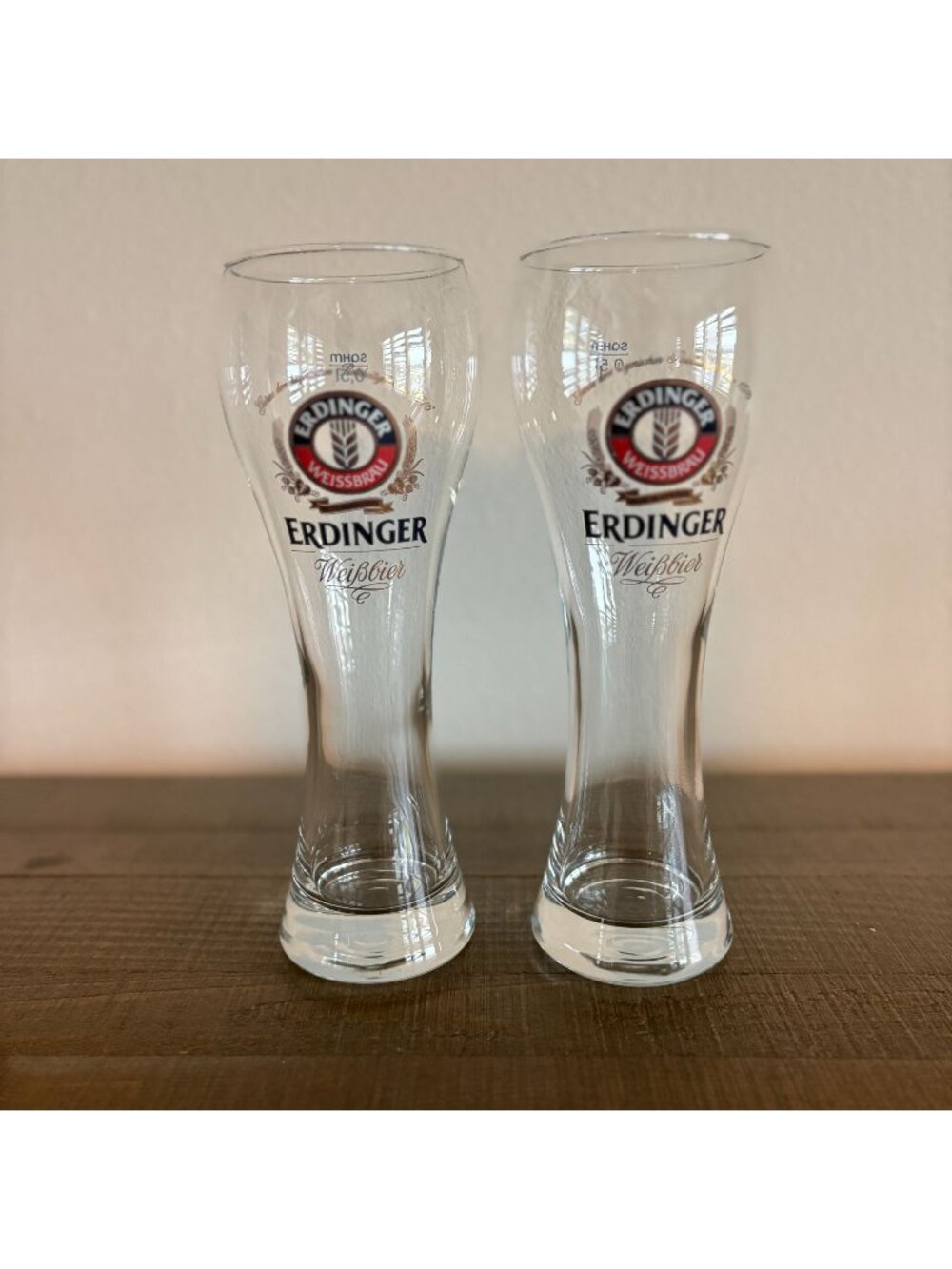 Erdinger Weissbrau Tall Pilsner German Beer Glass Set of 2 Glasses 0.5L SAHM